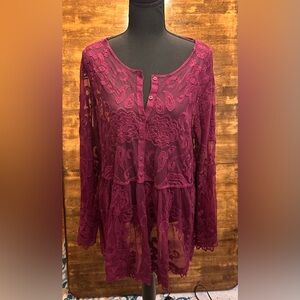 Lane Bryant - Shear Peplu Tap - New without Tags - Size 18/20 - Burgundy/Mauve